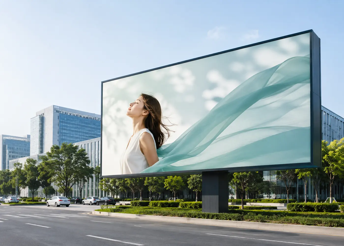 Outdoor billboard advertisement in modern city